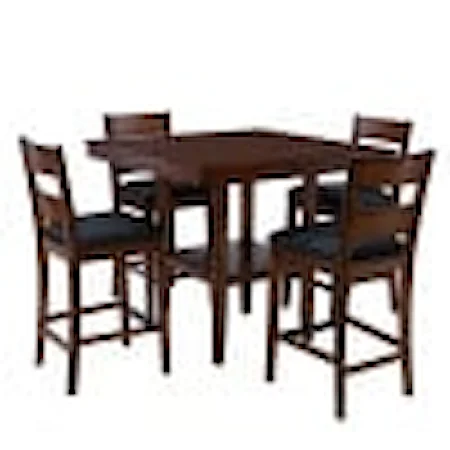 Transitional 5-Piece Counter Height Dining Set with Upholstered Stools