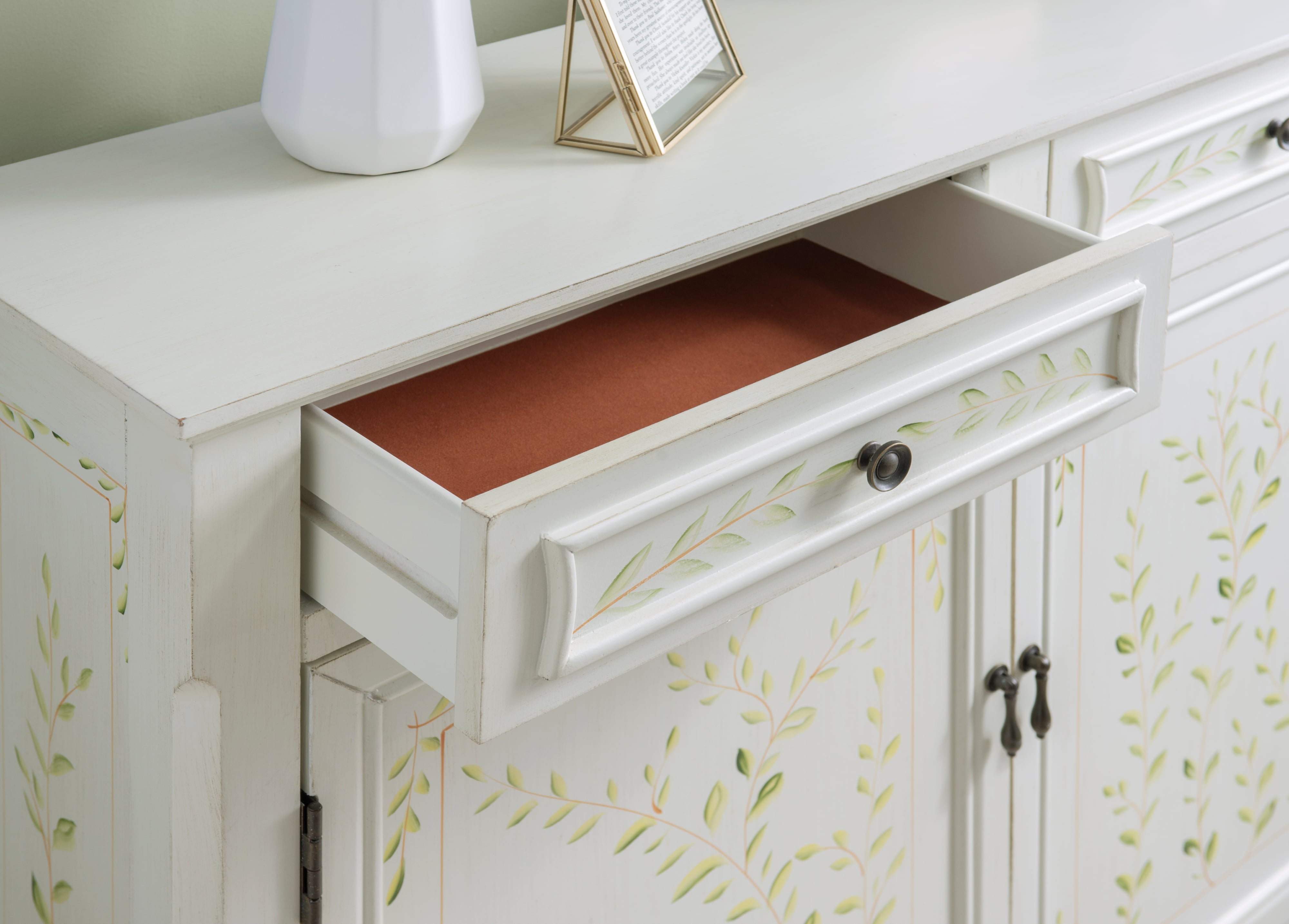 Powell Consoles White Hand Painted 2-Door Console