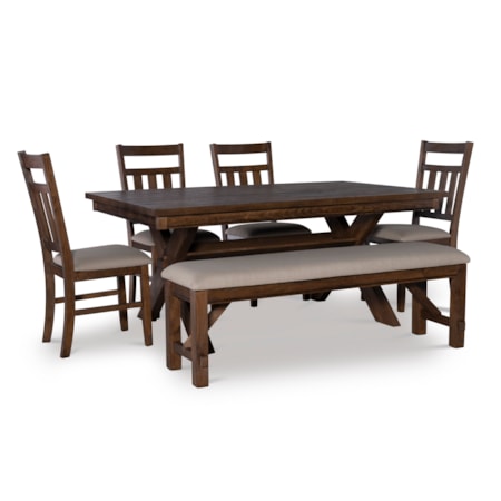 6 Piece Table, Bench &amp; Chair Set