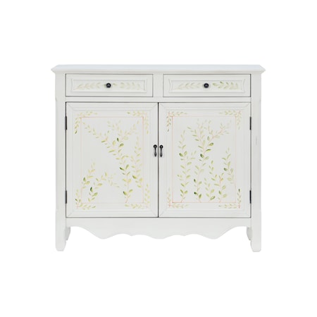 White Hand Painted 2-Door Console