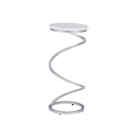 Rian Spiral Drink Table Silver White Marble