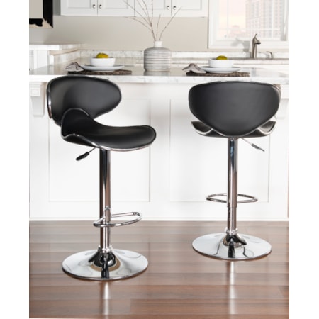 Chrome and Black PU Barstool