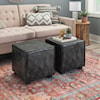 Powell Decter Decter Leather Ottoman Grey