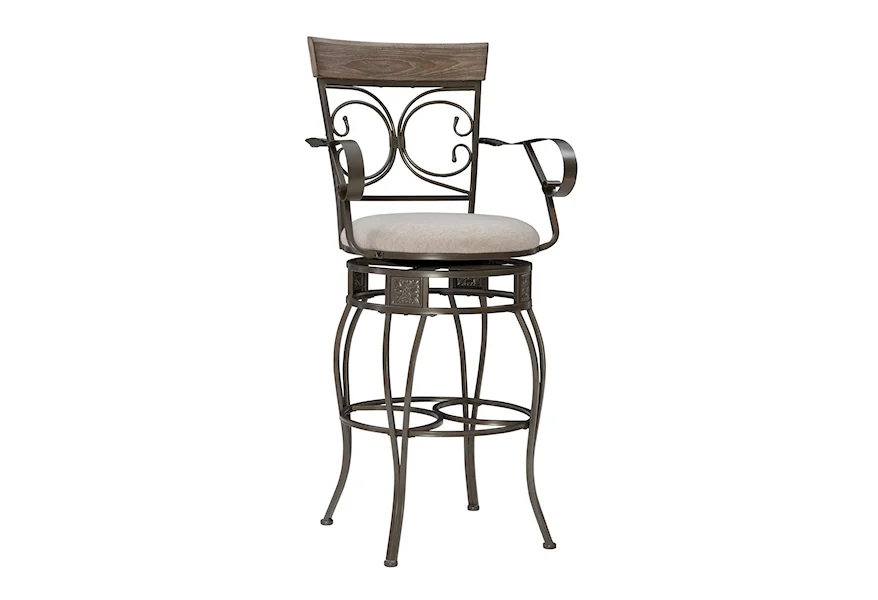 Beeson Beeson Big And Tall Barstool Arm Pewter by Powell at A1 Furniture & Mattress