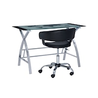 Contemporary Office Desk and Black Chair Set