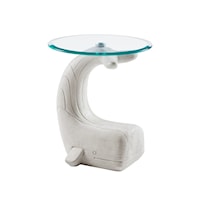 Coastal Wally the Whale Side Table with Beveled Glass Top