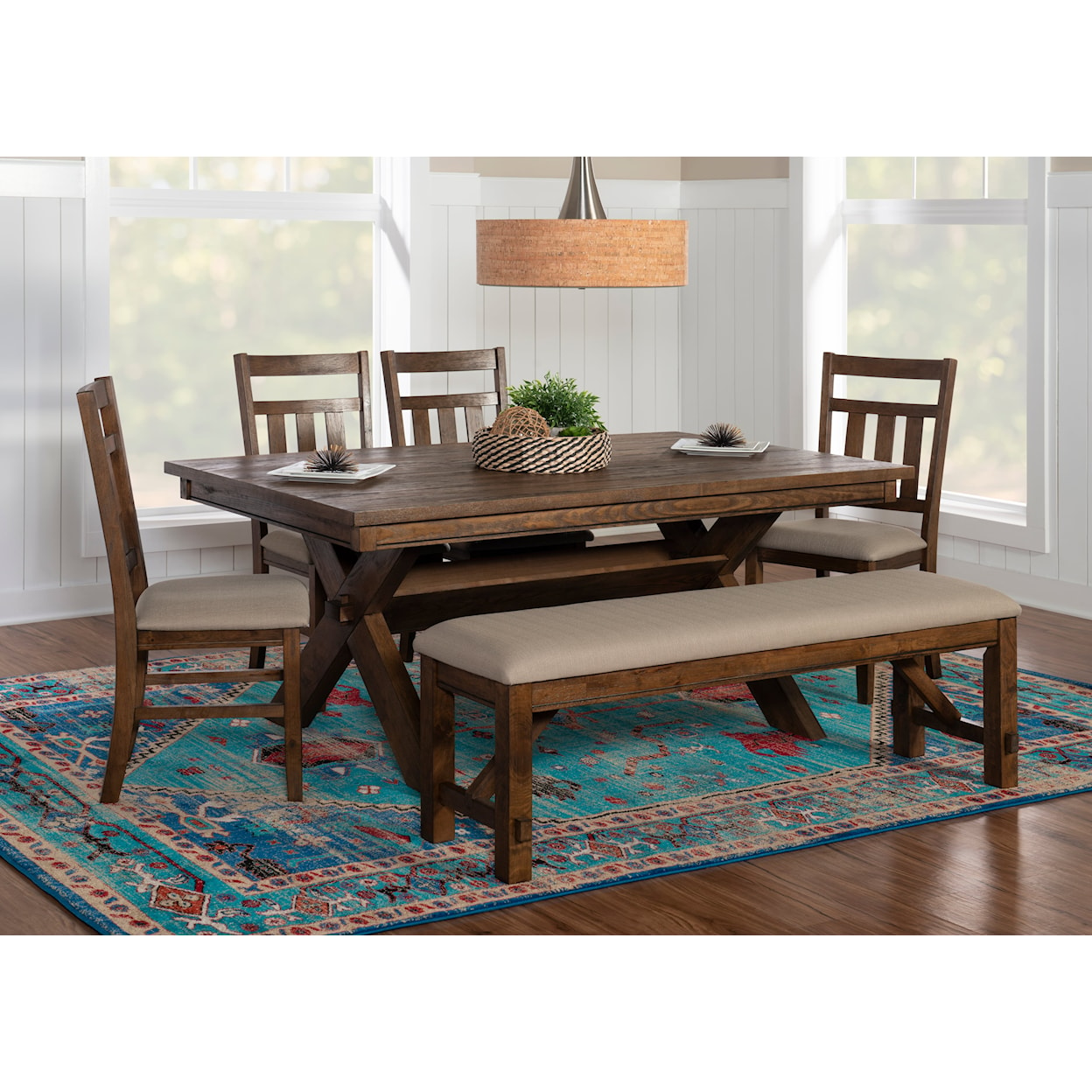 Powell Turino 6 Piece Table, Bench & Chair Set
