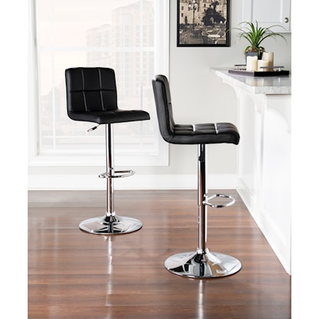 Black Quilted Bar Stool