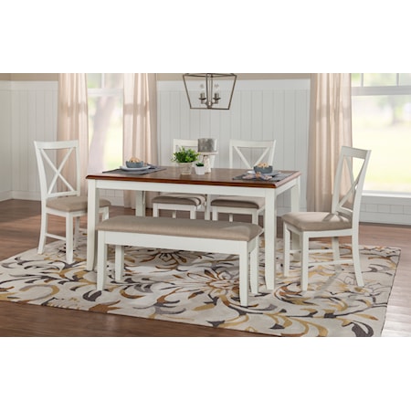 Farmhouse 6-Piece Dining Set with X-Back Design