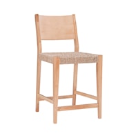 Mid-Century Counter Height Stool with Basketweave Seat 2-Piece Set