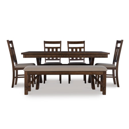 6 Piece Table, Bench &amp; Chair Set