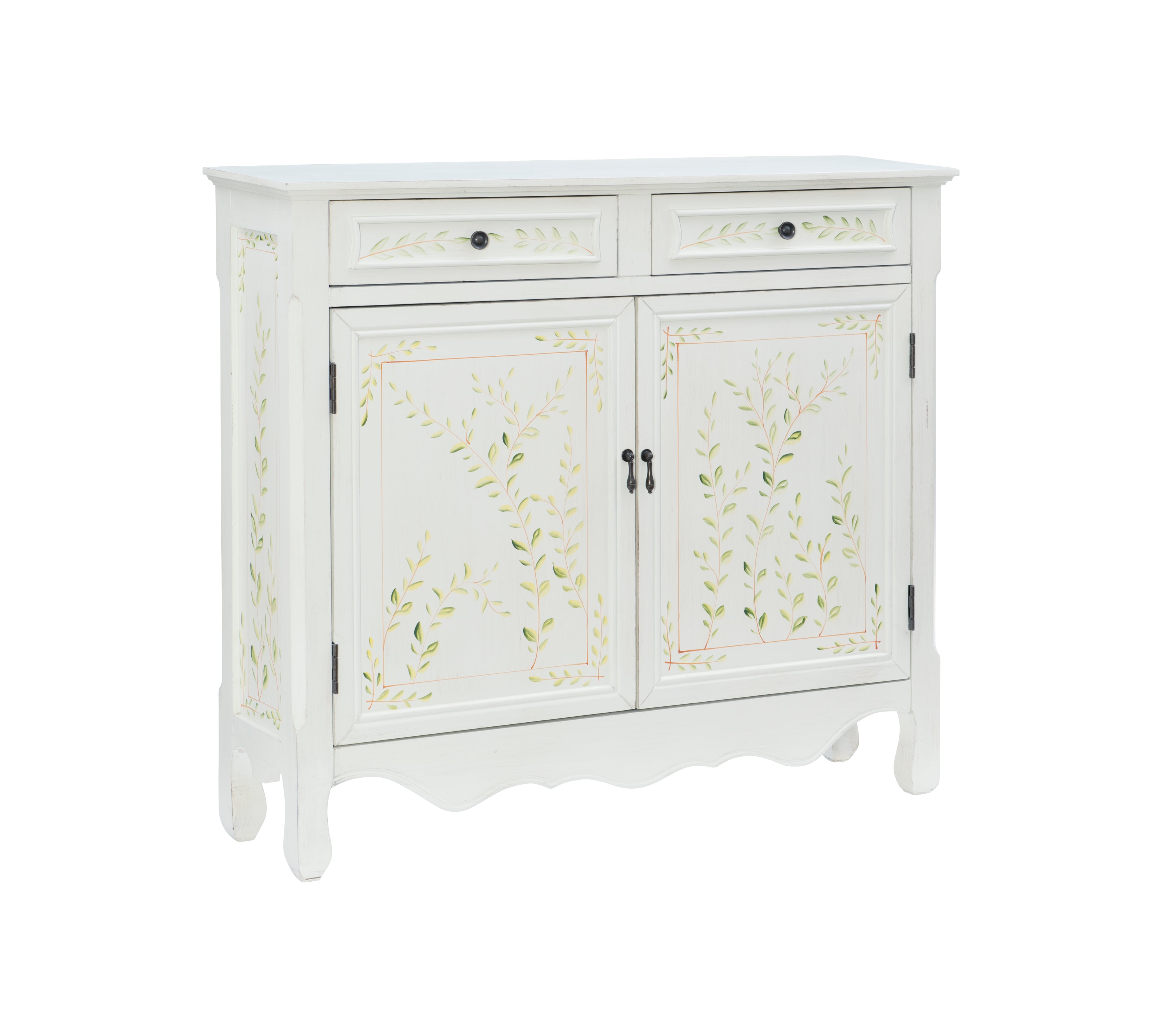 Powell Consoles White Hand Painted 2-Door Console
