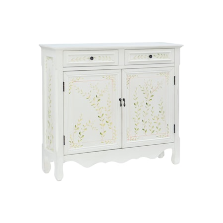 White Hand Painted 2-Door Console