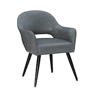 Mid-Century Modern Sabine Side Chair with Dark Grey Upholstery
