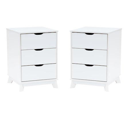 3-Drawer Nightstand Set of 2