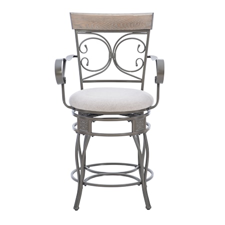 Upholstered Counter Stool with Arms