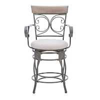 Farmhouse Beeson Upholstered Counter Stool with Arms