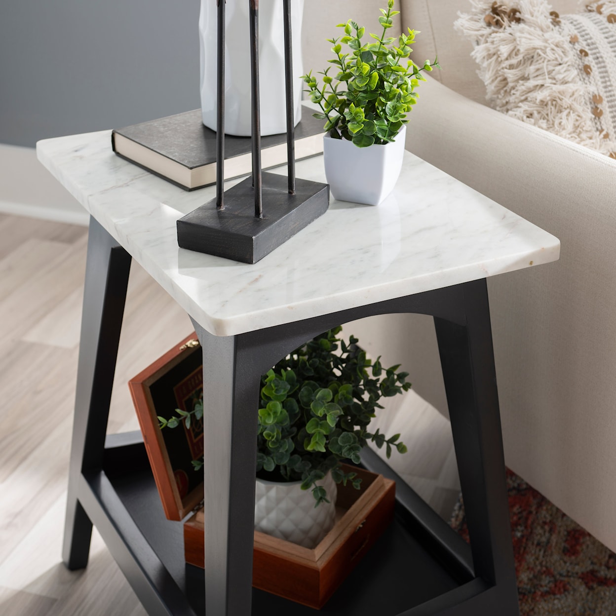 Powell Rainier Rainier Side Table Gray Marble