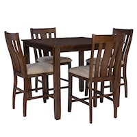 Transitional 5-Piece Counter Height Dining Set with Upholstered Seat Stools