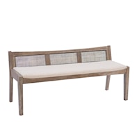 Transitional Bench with Cane Back and Padded Seat