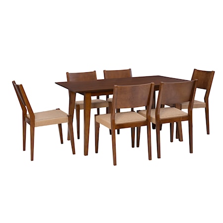 7-Piece Dining Set Brown