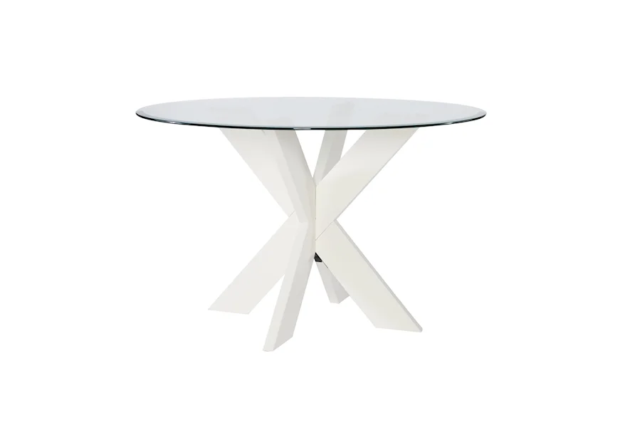 Adler Adler X Base Dining Table With Glass White by Powell at A1 Furniture & Mattress