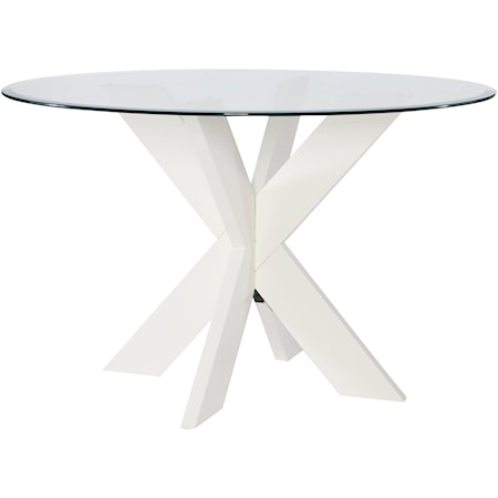 Contemporary Adler X Base Dining Table with Glass Top