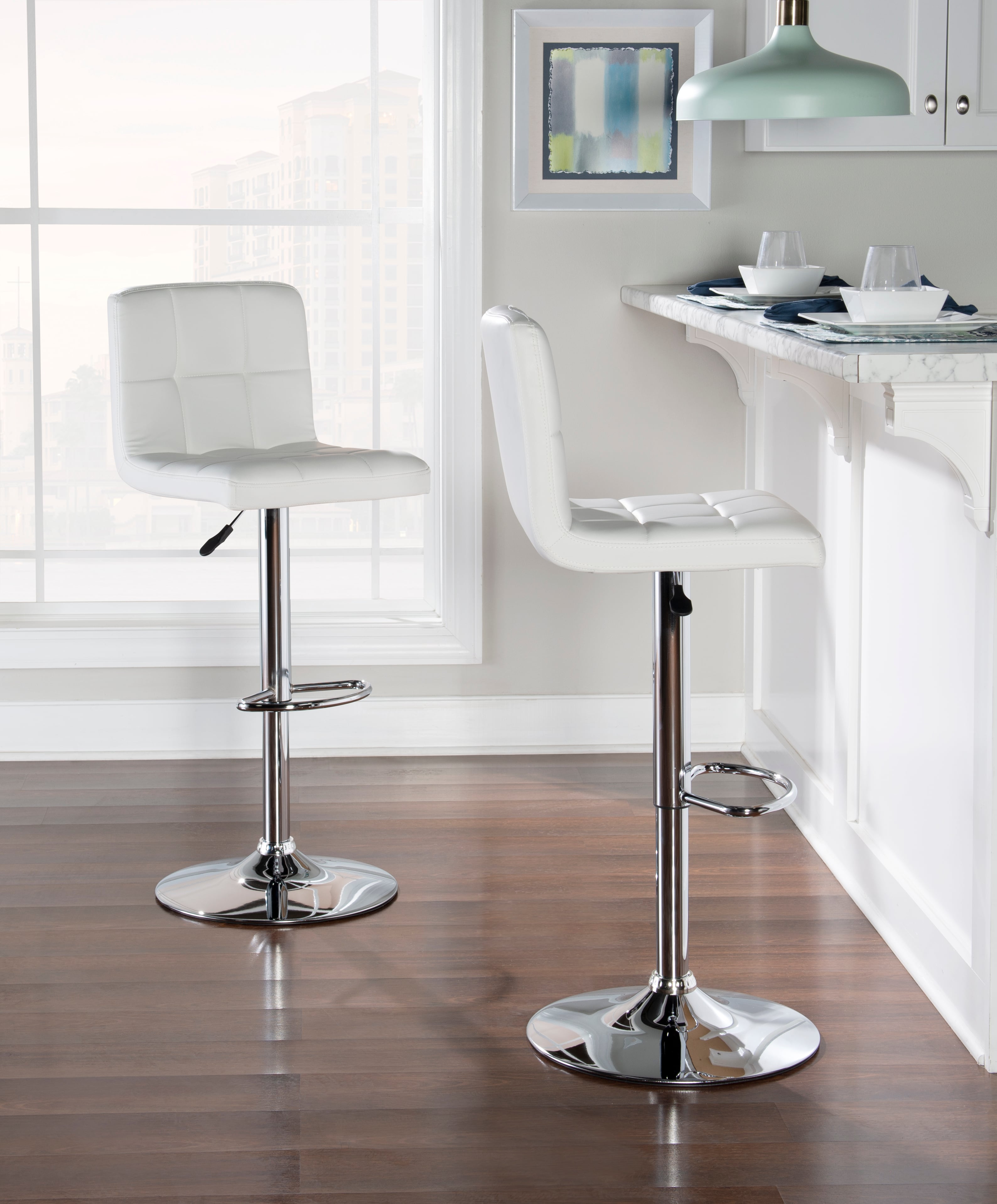 White Quilted Bar Stool