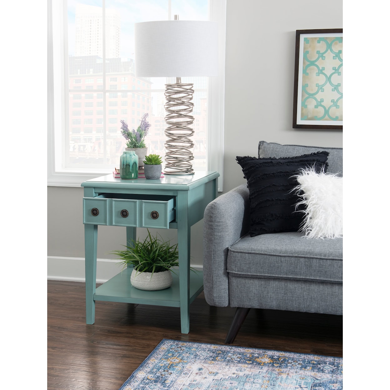 Powell Sadie Side Accent Table Teal