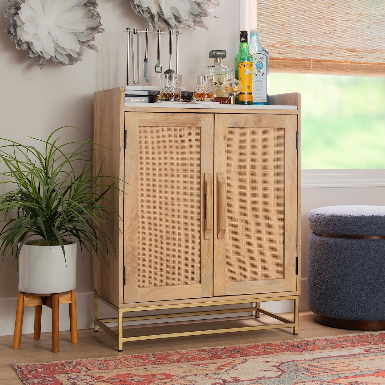 Powell Janie Janie Rattan Bar Cabinet