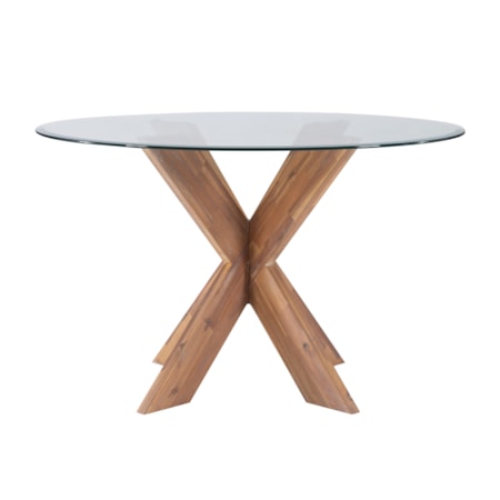 X Base Dining Table with Glass Top