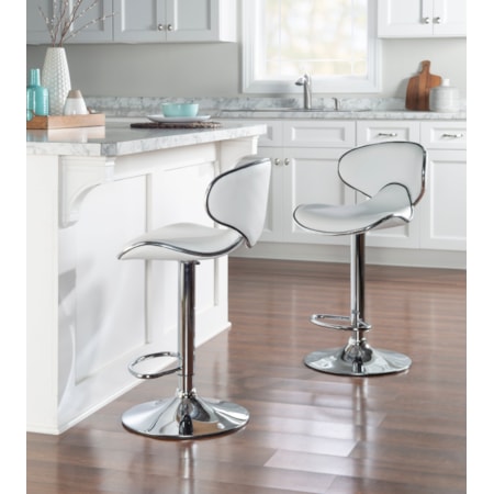 White Adjustable Barstool