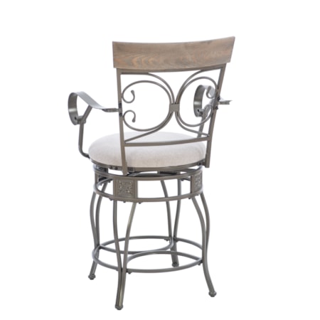 Upholstered Counter Stool with Arms