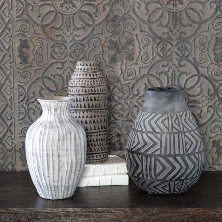 Natchez Geometric Vases, S/3