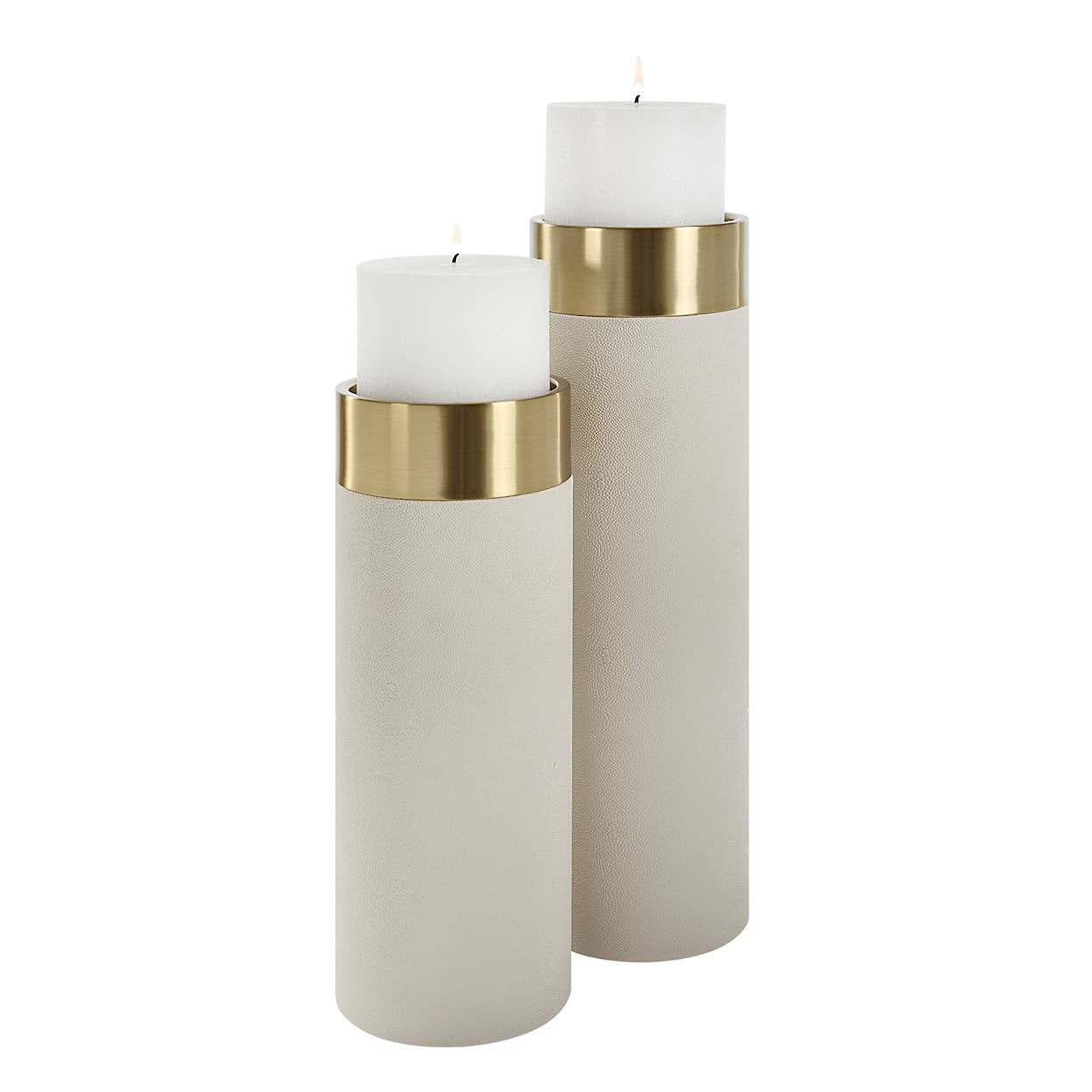 Uttermost Wessex Wessex White Pillar Candleholders Set Of 2