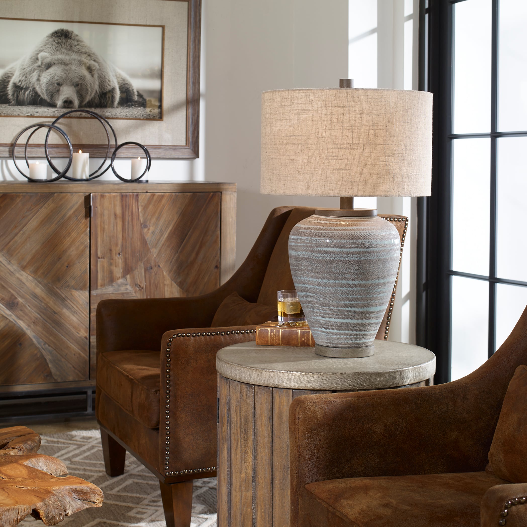 Uttermost Table Lamps Pelia Light Aqua Table Lamp