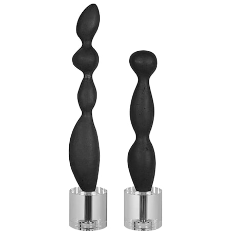 Koa Black Marble Sculptures S/2