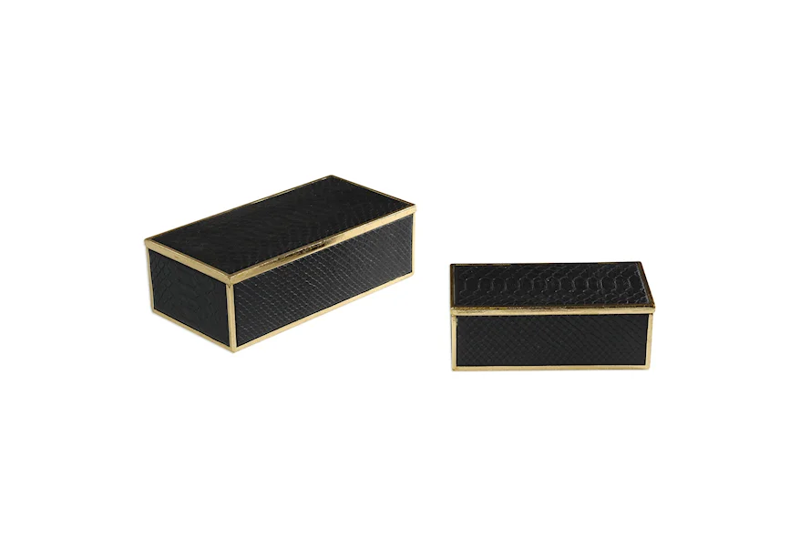 Accessories - Boxes Ukti Alligator Patterned Boxes Set of 2 by Uttermost at Town and Country Furniture 
