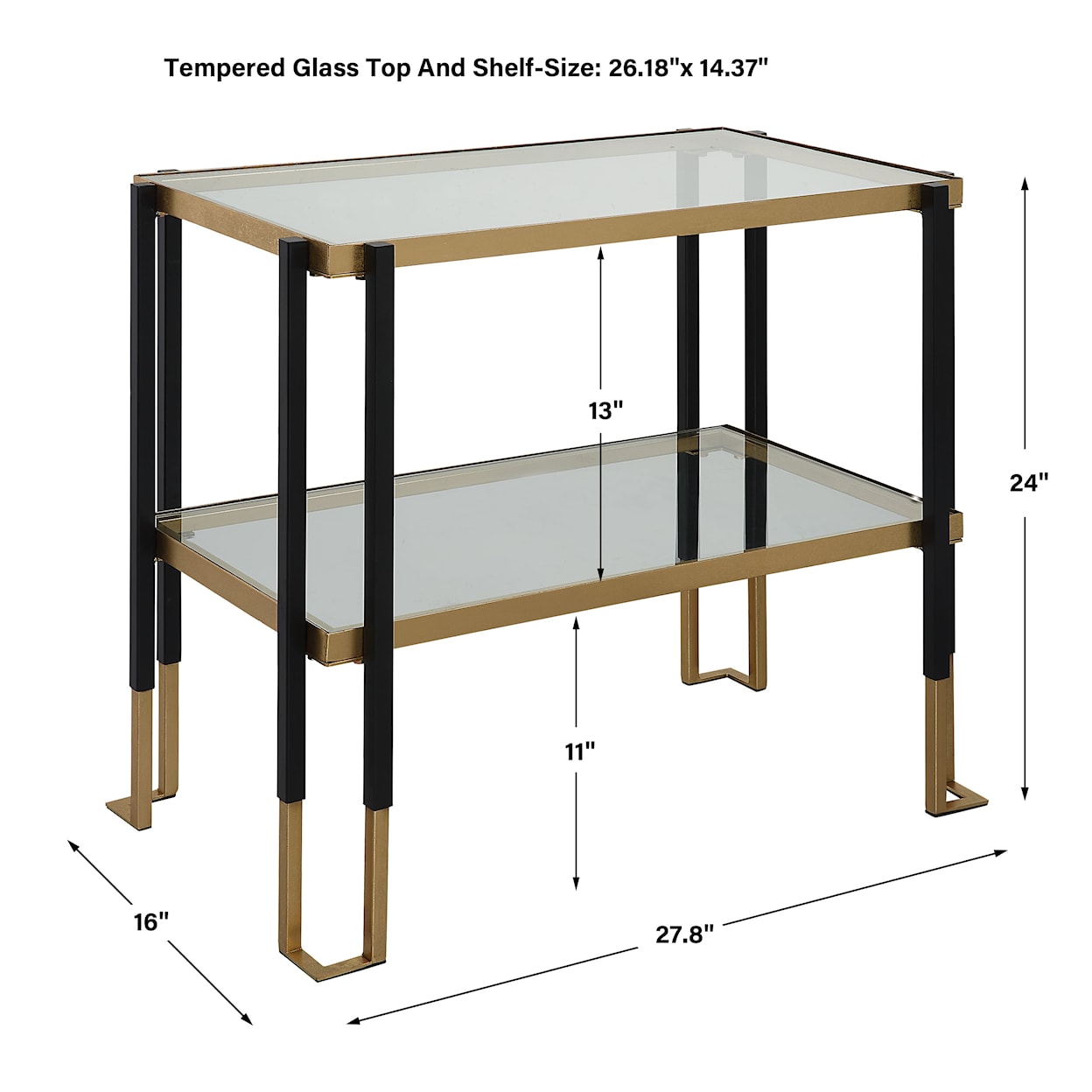 Uttermost Accent Furniture Kentmore Glass Side Table