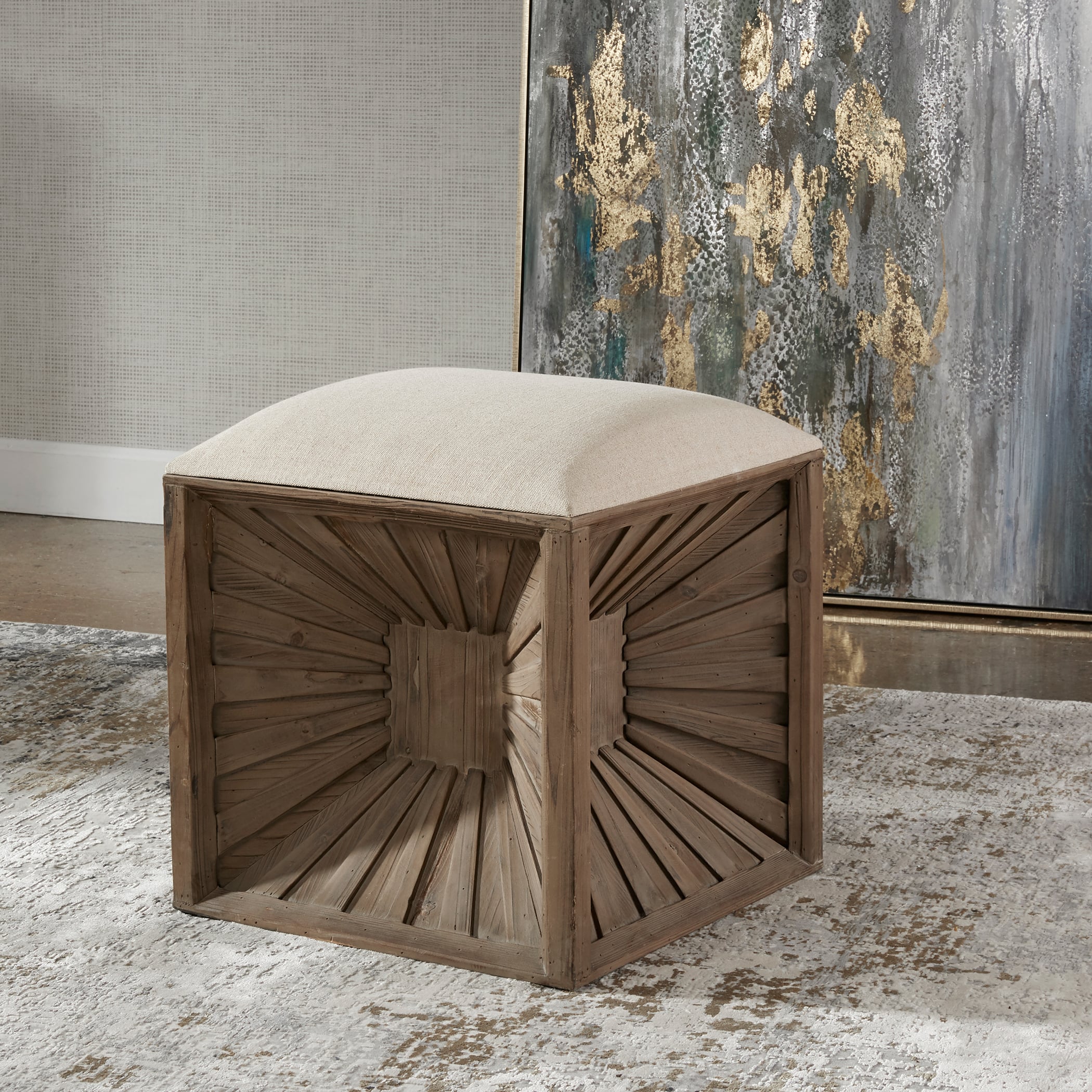 Uttermost Accent Furniture - Ottomans Jia Wooden Ottoman
