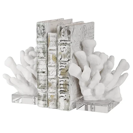 Charbel White Bookends, Set of 2