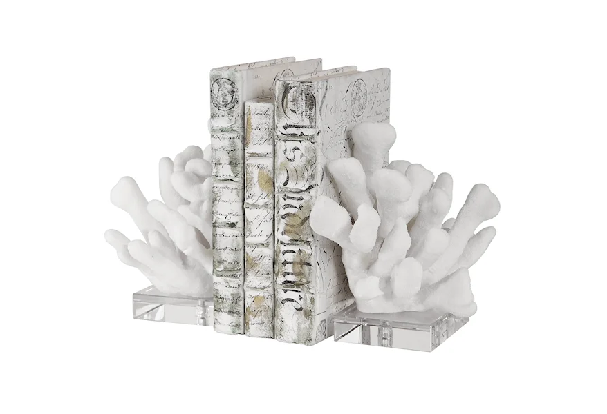 Accessories Charbel White Bookends, Set/2 by Uttermost at Pedigo Furniture