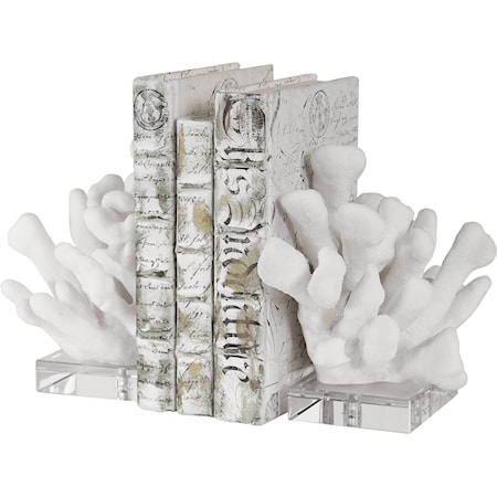 Charbel White Bookends, Set of 2