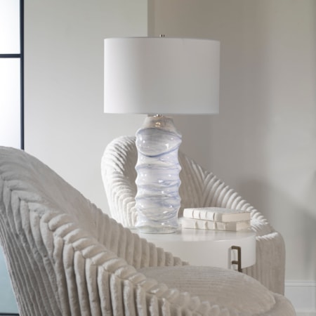 Waves Blue &amp; White Table Lamp