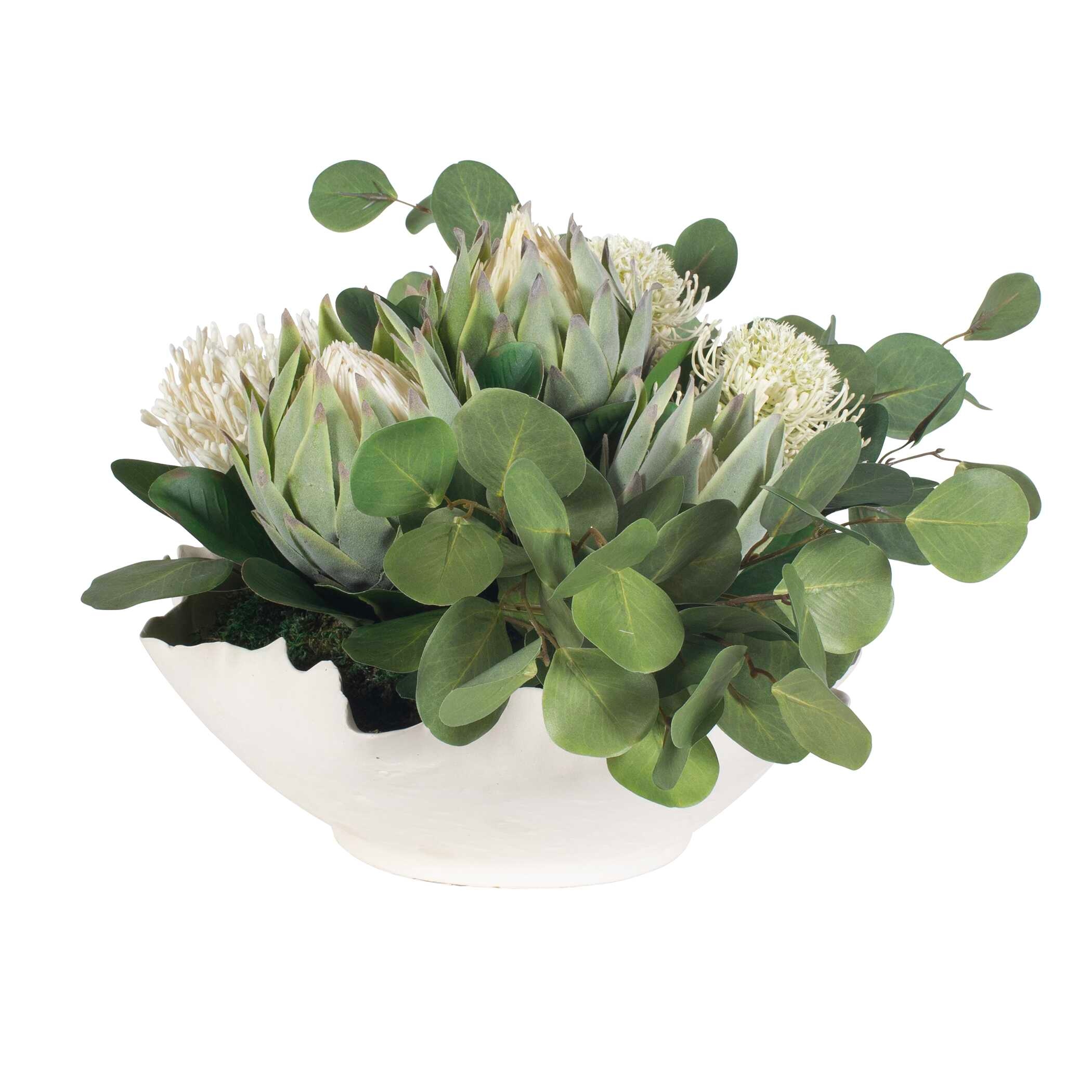 Uttermost Protea Blooms Protea Blooms White Bowl Centerpiece
