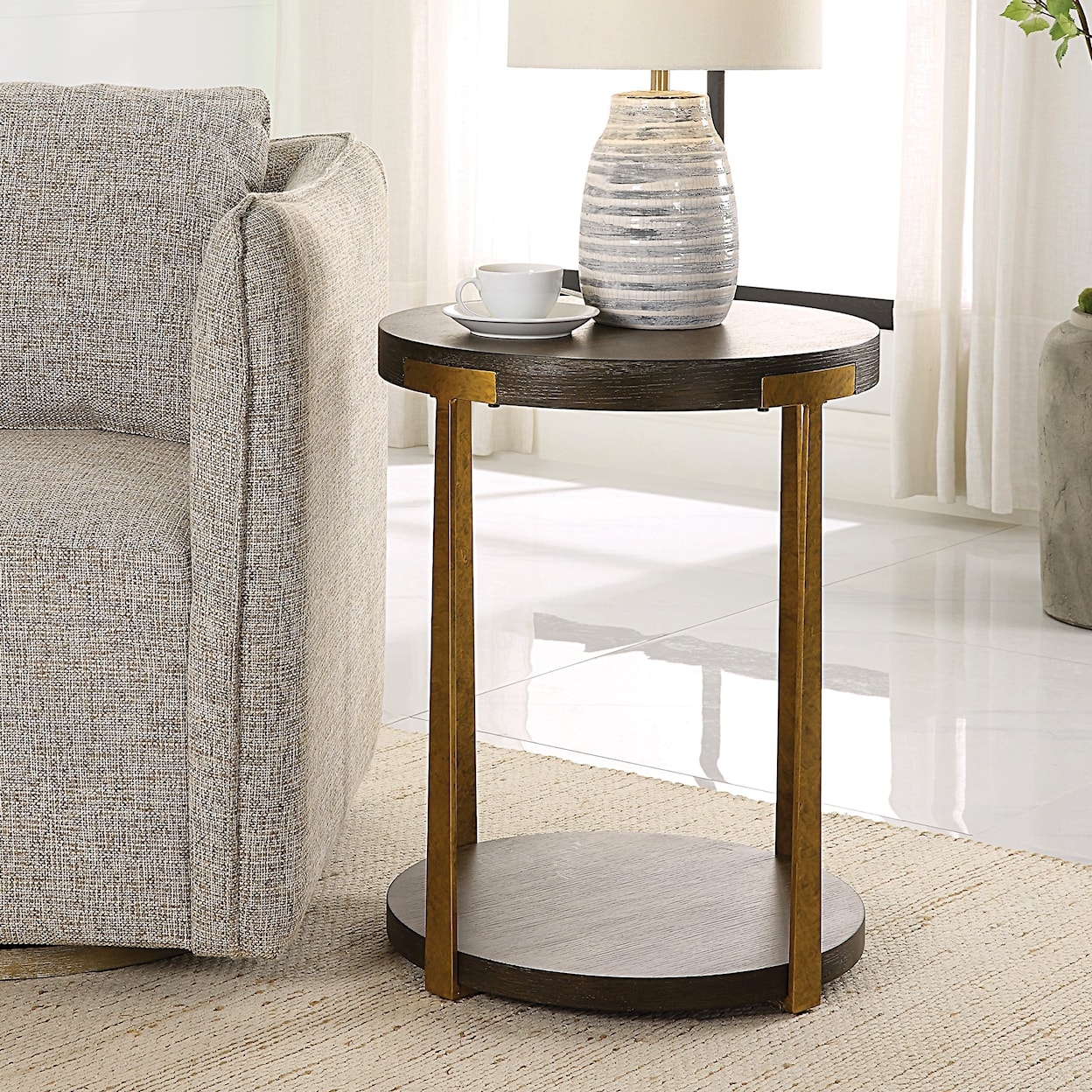 Uttermost Palisade Palisade Round Wood Side Table