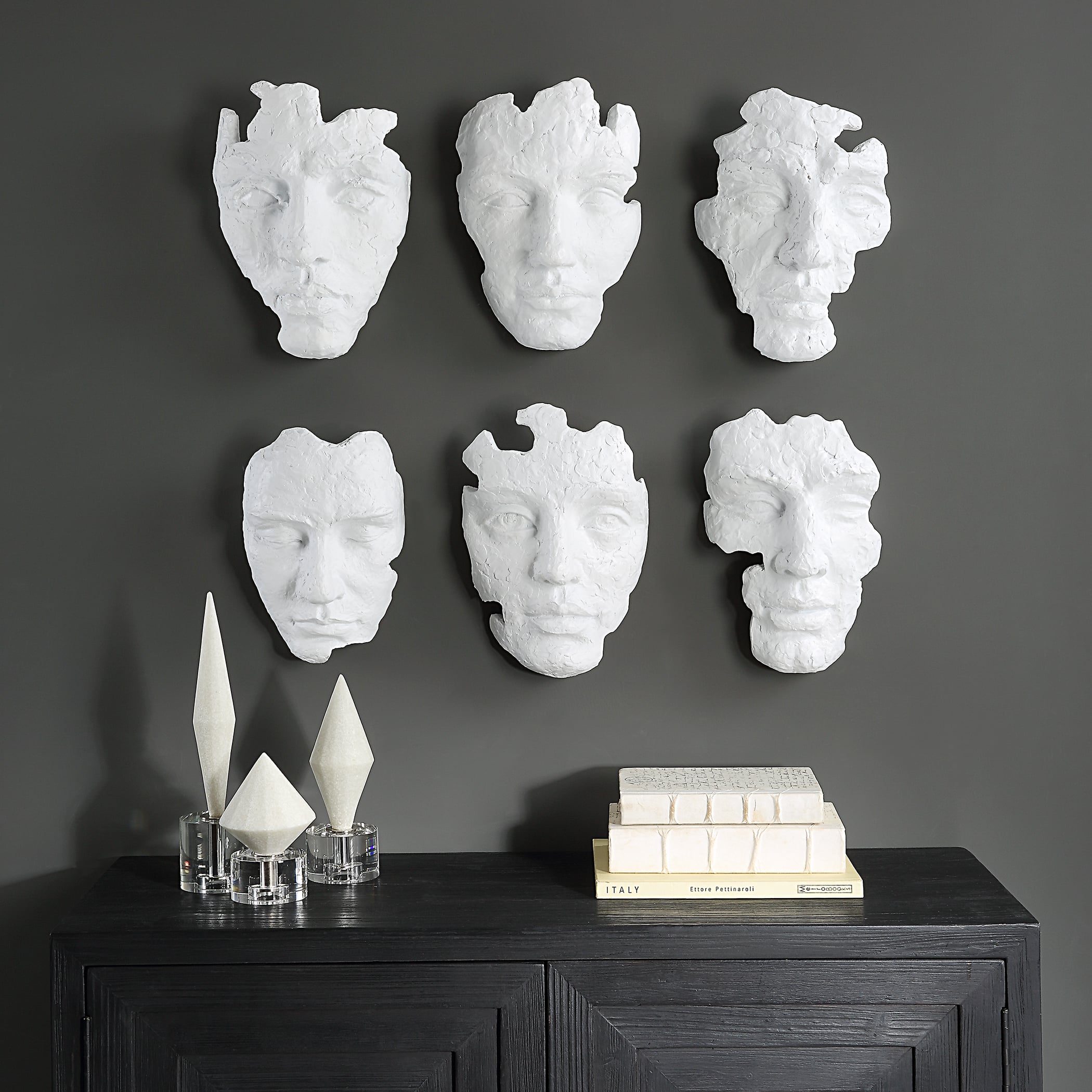 Uttermost Self-Portrait Self-Portrait White Mask Wall Decor Set/6