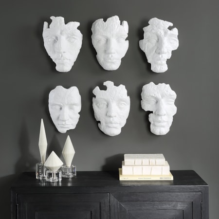 Self-Portrait White Mask Wall Decor Set/6