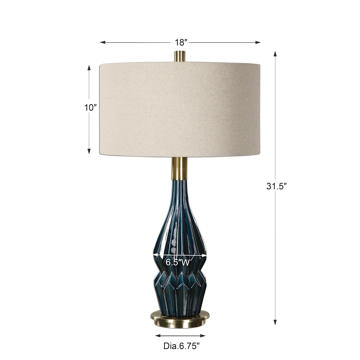 Uttermost Table Lamps Prussian Blue Ceramic Lamp