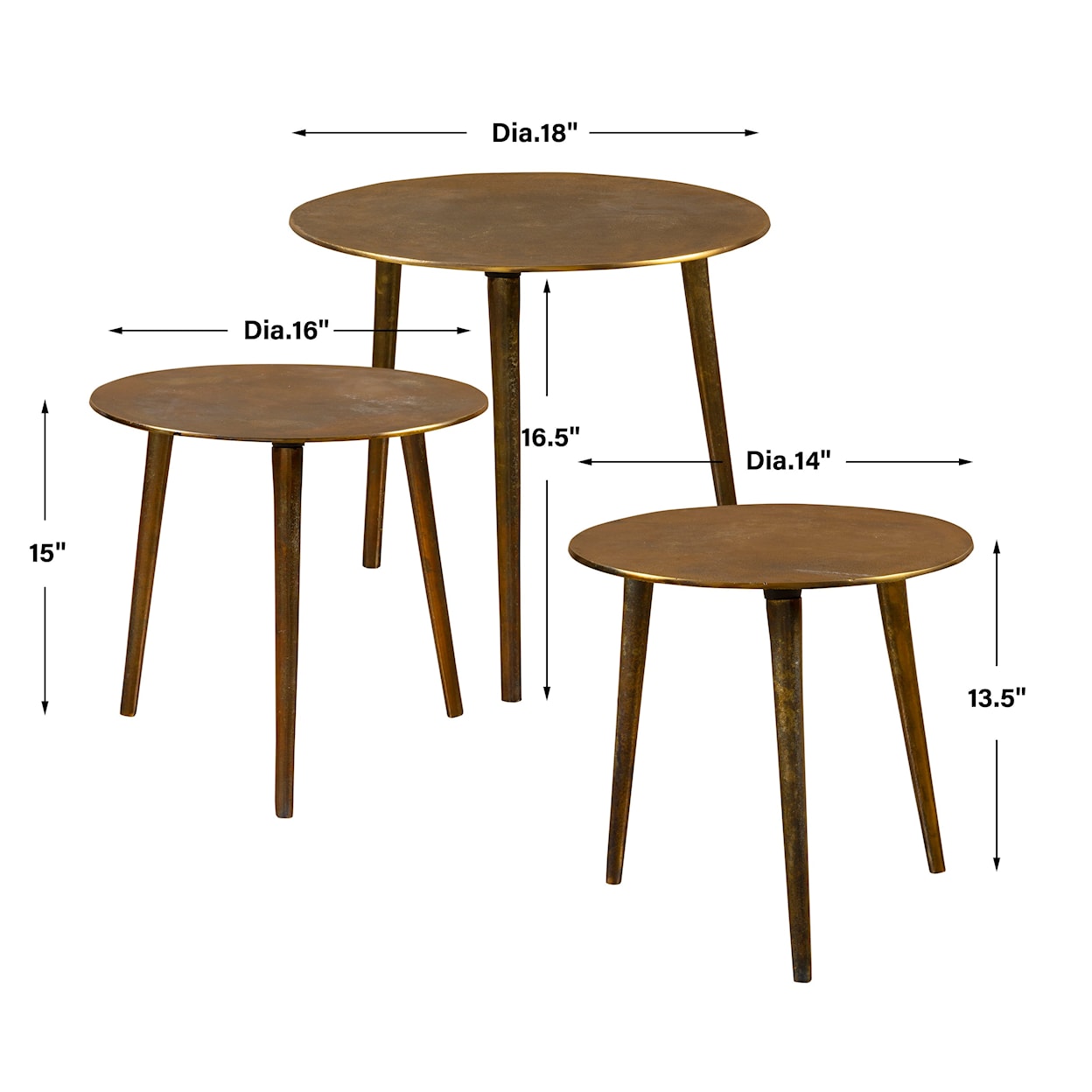 Uttermost Accent Furniture - Occasional Tables Kasai Gold Coffee Tables S/3